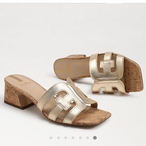 Sam Edelman Winslow mule heel gold leaf Sz 8